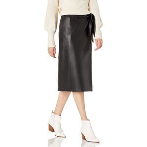 Faux Leather Wrap Midi Skirt, Size XXS, 15L-156B001